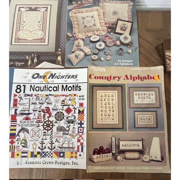 17~ Country Primitive Cross-Stitch Leaflets & Foldouts 1975~2003 ABC’s Nautical - Picture 4 of 10
